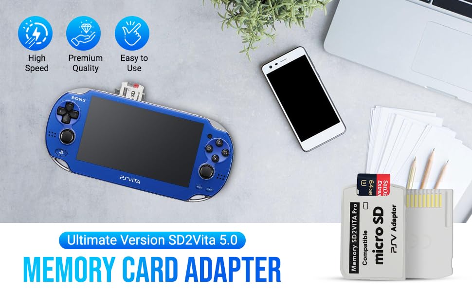 Amazon.com: Gamer Gear SD2Vita 6.0 Memory Card Adapter, PS Vita